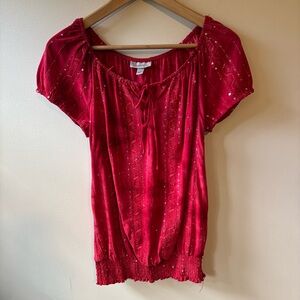 Dressbarn Red Sequins Top